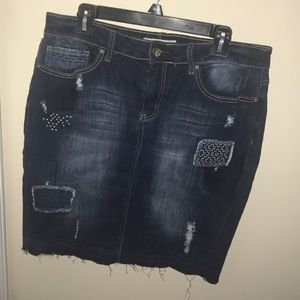 Denim patched skirt
